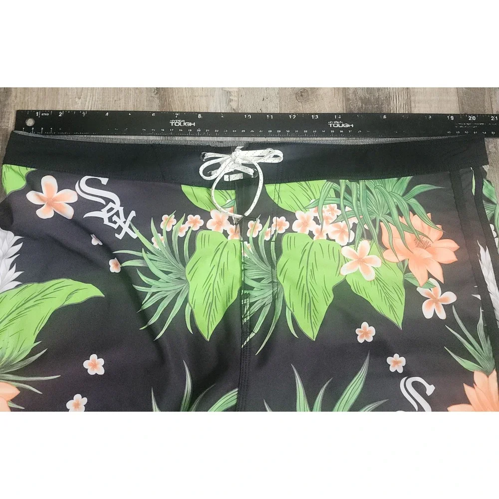 Hurley Board Shorts Men 38 Black Chicago White Sox Floral MLB Phantom Swim Trunk